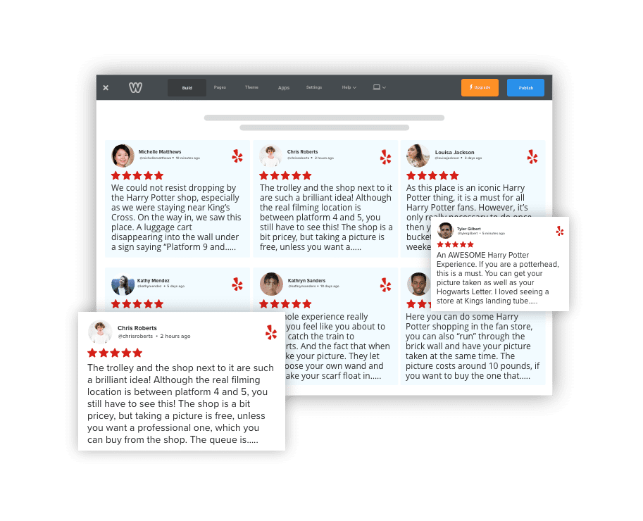 yelp reviews widget on weebly